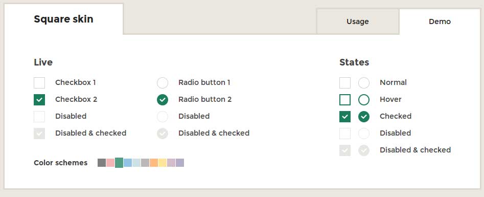 ... checkboxes and radio buttons with iCheck (jQuery and Zepto) plugin